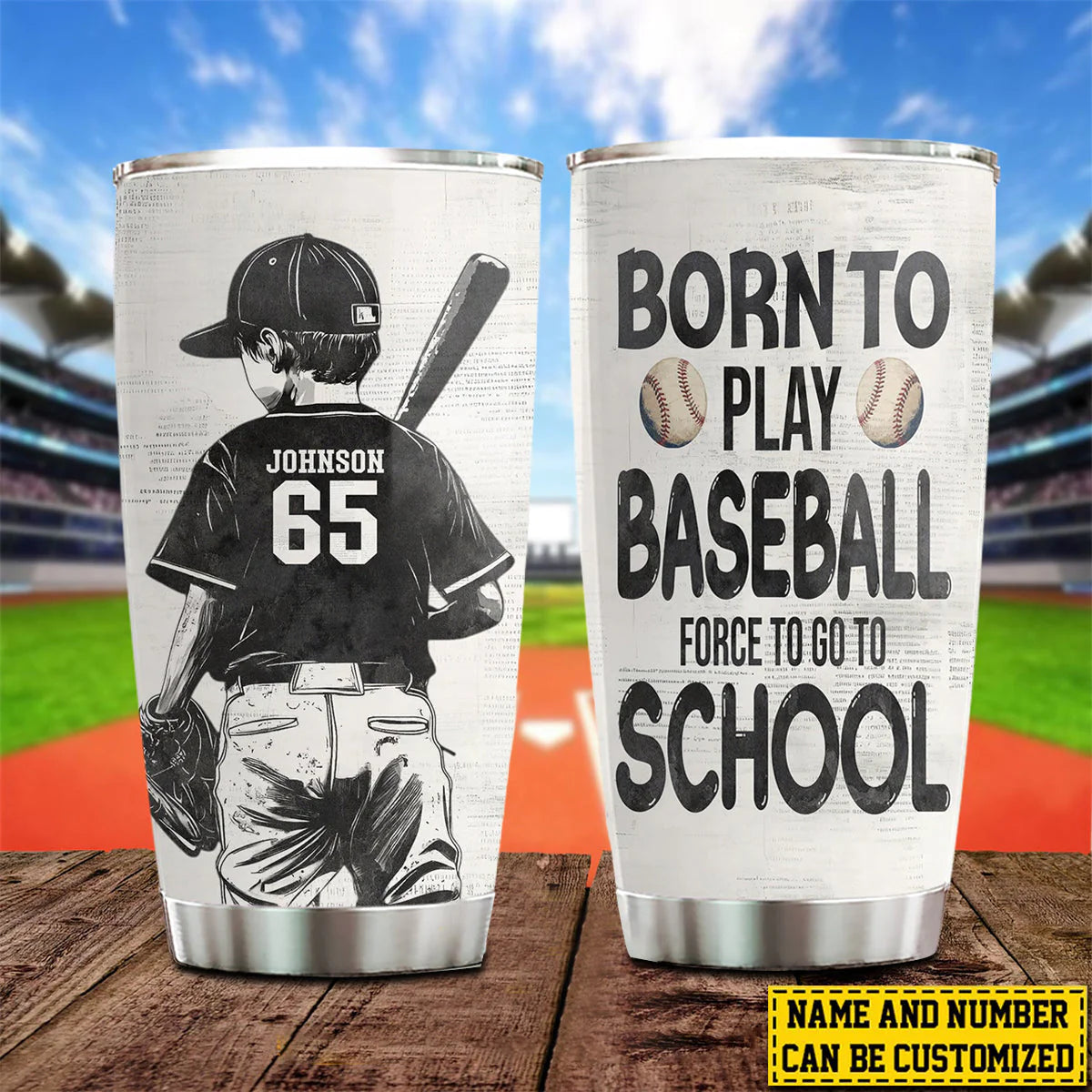 Custom Baseball Kids Tumbler personalization view for Mom