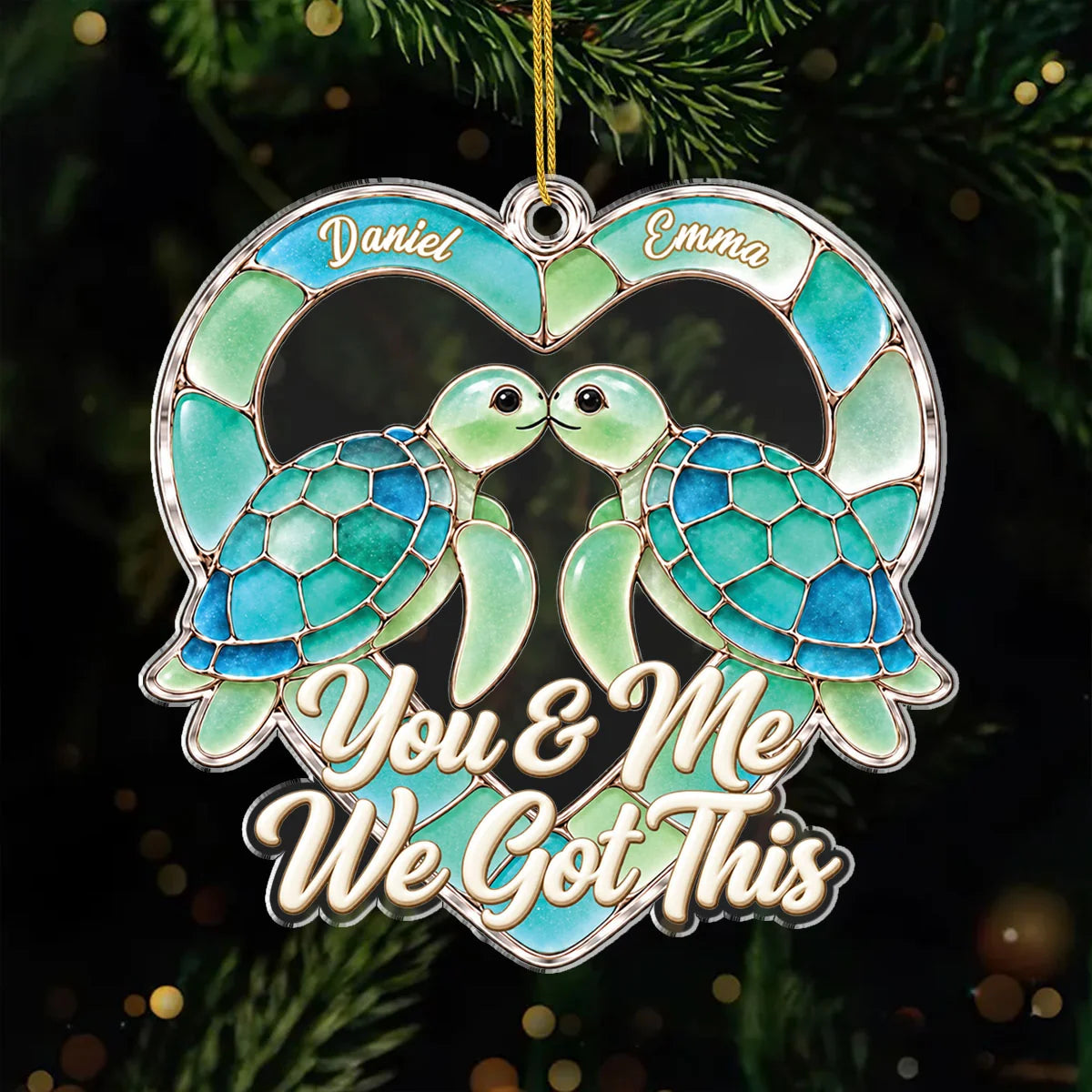 You & Me We Got This Personalized Turtle Couple Acrylic Ornament - Keepsake Gift for Couples