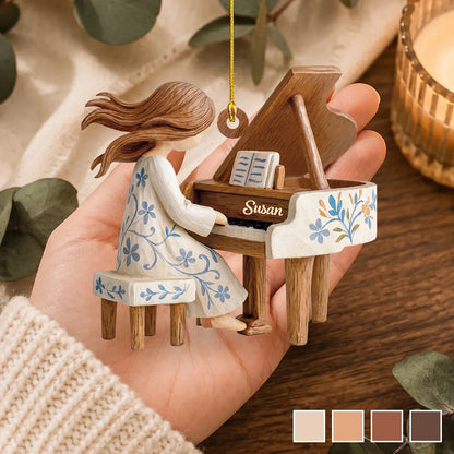 Personalized Piano Wooden Ornament - Custom Keepsake Gift for Pianists & Teachers