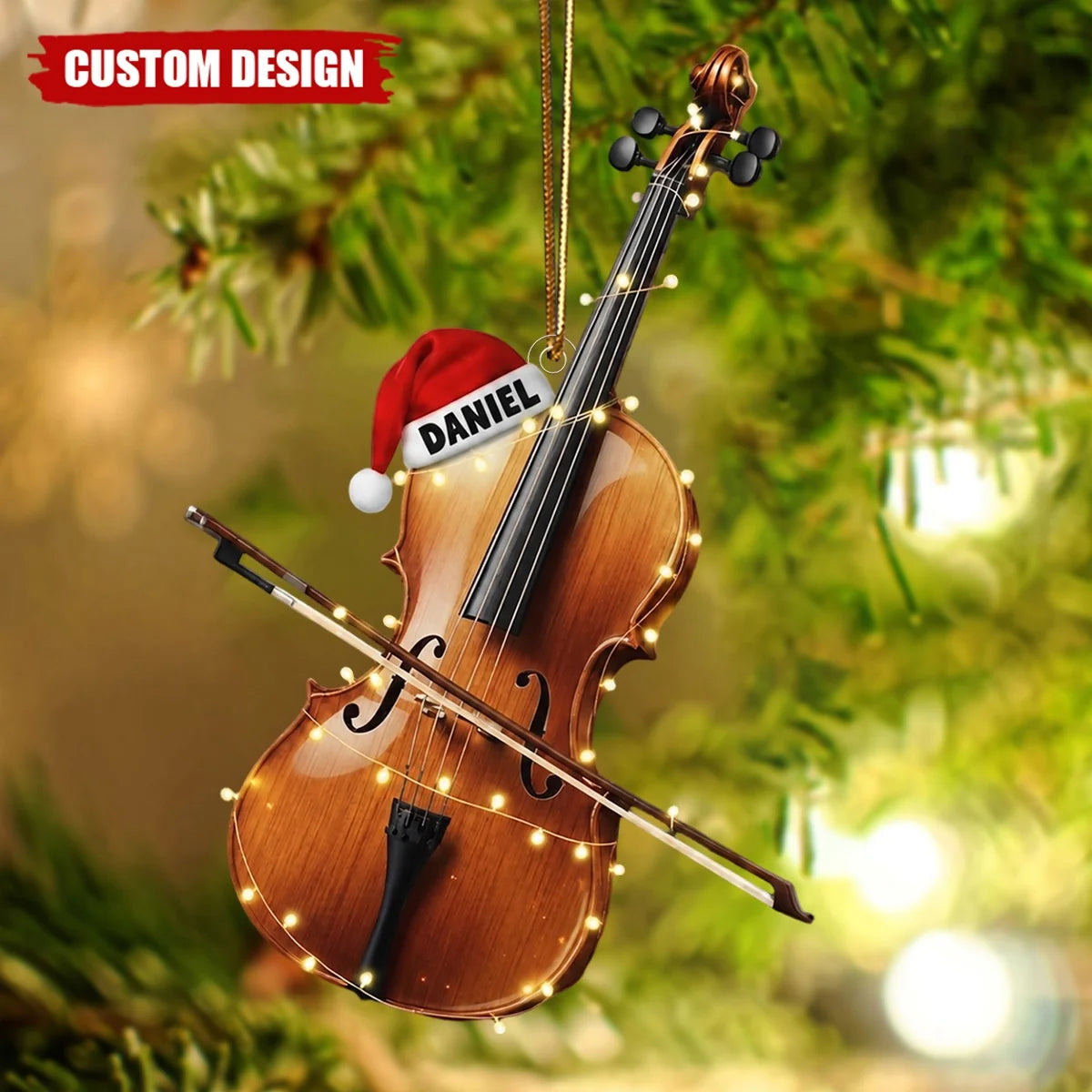 Personalized Violin Christmas Acrylic Ornament - Custom Fiddle Keepsake Gift for Musicians