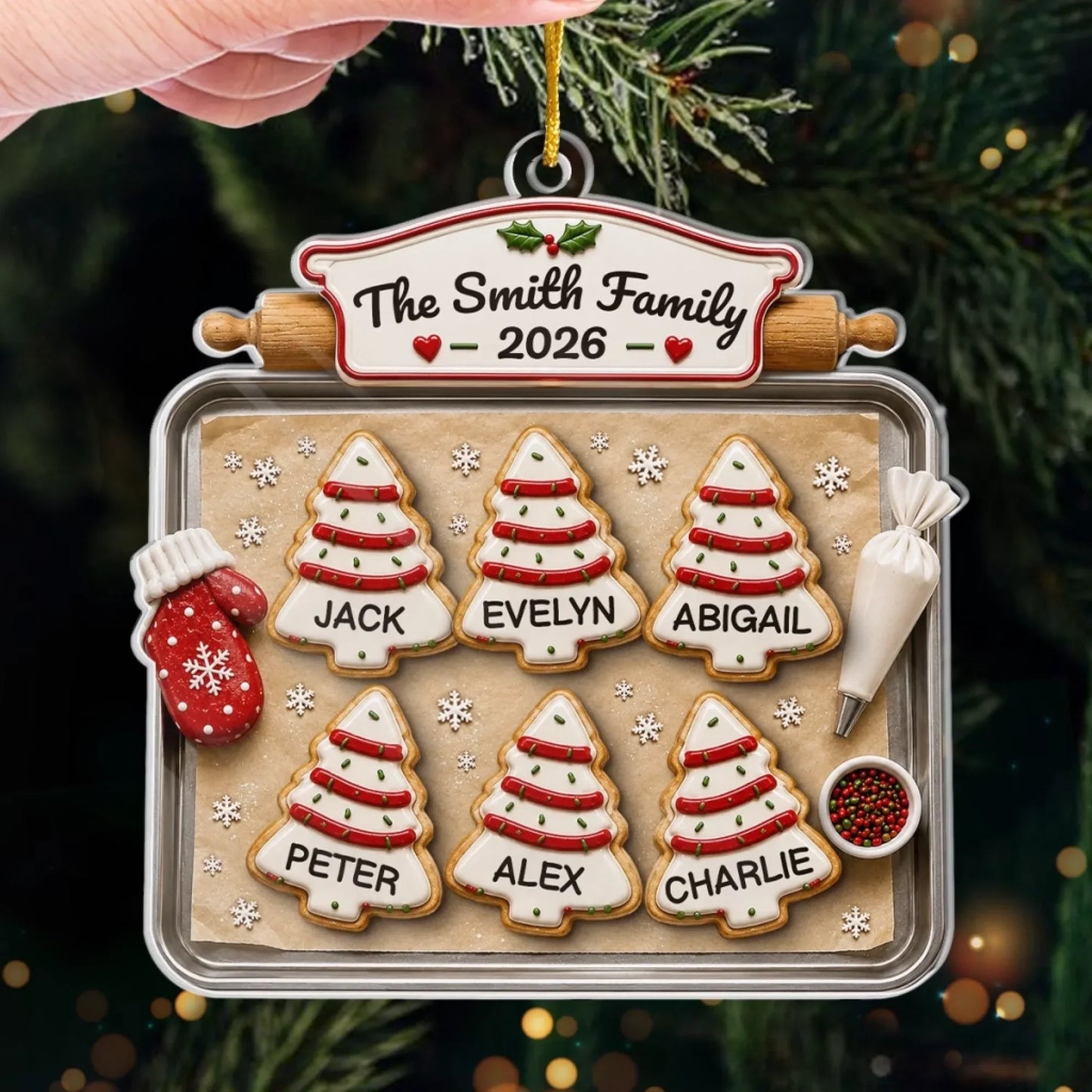 Personalized Christmas Cookies Baking Sheet Acrylic Ornament - Custom Family Holiday Keepsake Gift