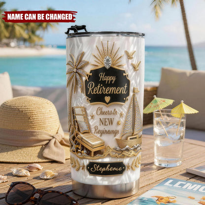 Happy Retirement Cheers to New Beginnings - Personalized Tumbler for Coworker Boss