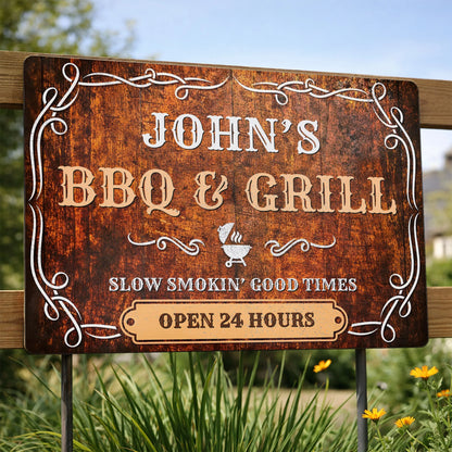 Metal Sign material and size view - Personalized Bbq Grill Metal Sign