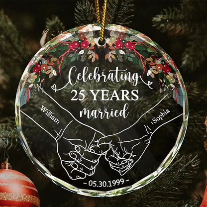 Celebrating Years Married Personalized Glass Ornament - Custom Anniversary Gift for Couples