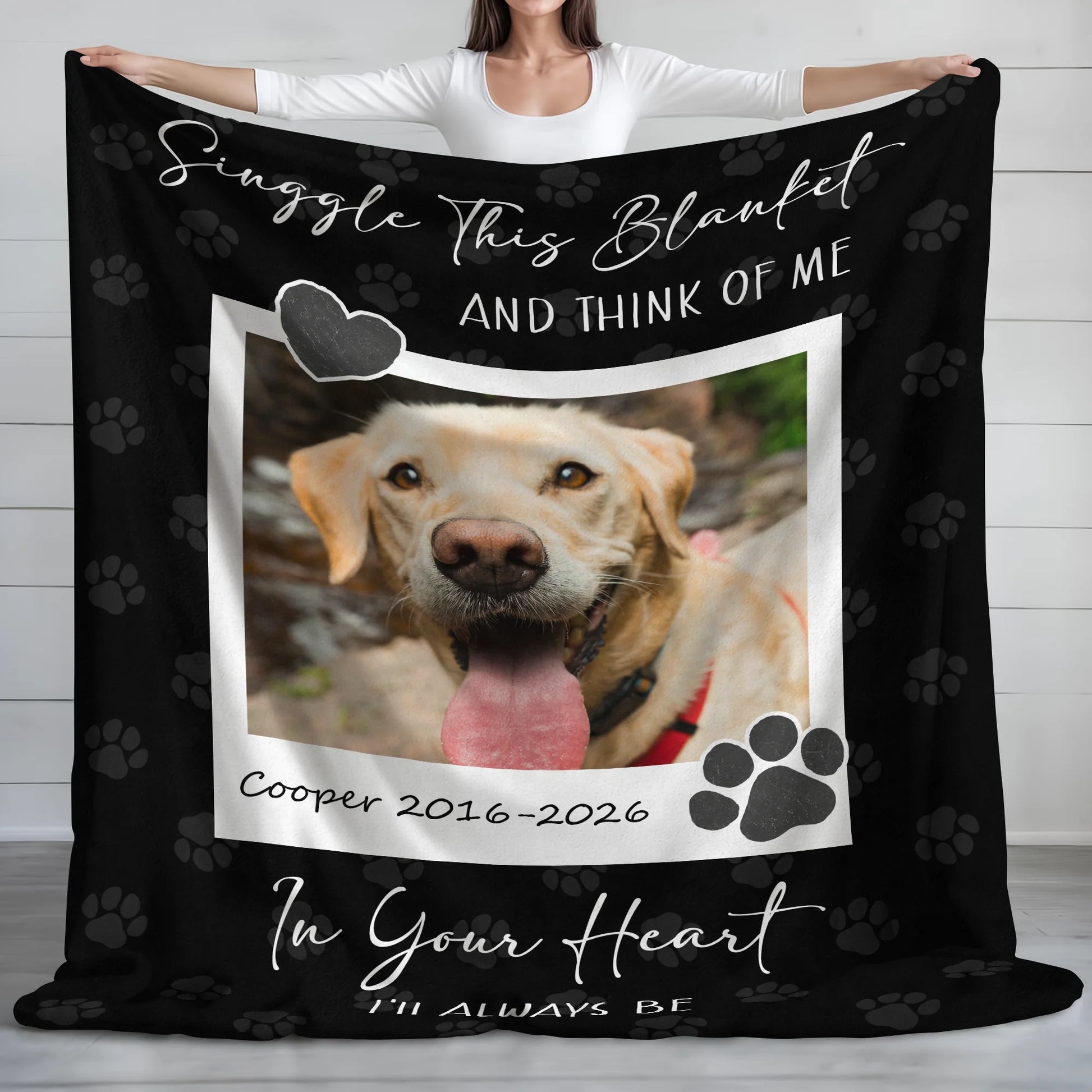 Personalized Dog Memorial Blanket personalization view for Dog Lovers