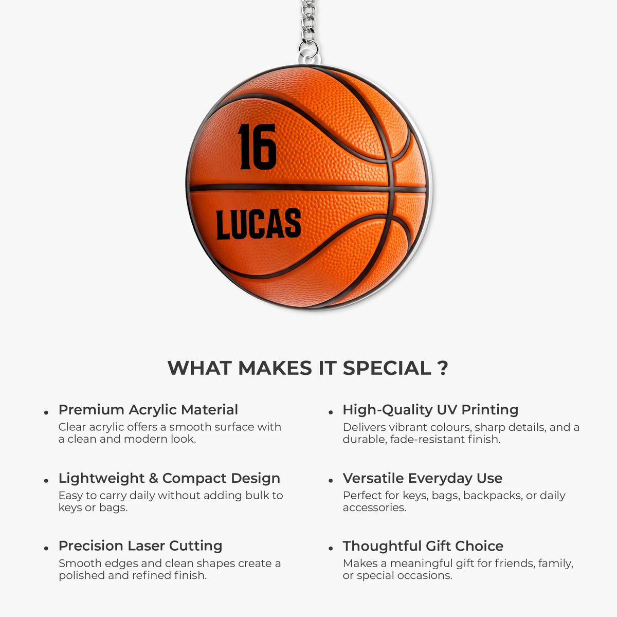 Custom Sports Ball Acrylic Keychain - Personalized Name and Number Gift