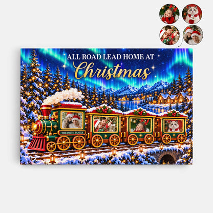 "All Roads Lead Home At Christmas" Personalized Canvas / Poster - Custom Holiday Wall Art Gift for Family