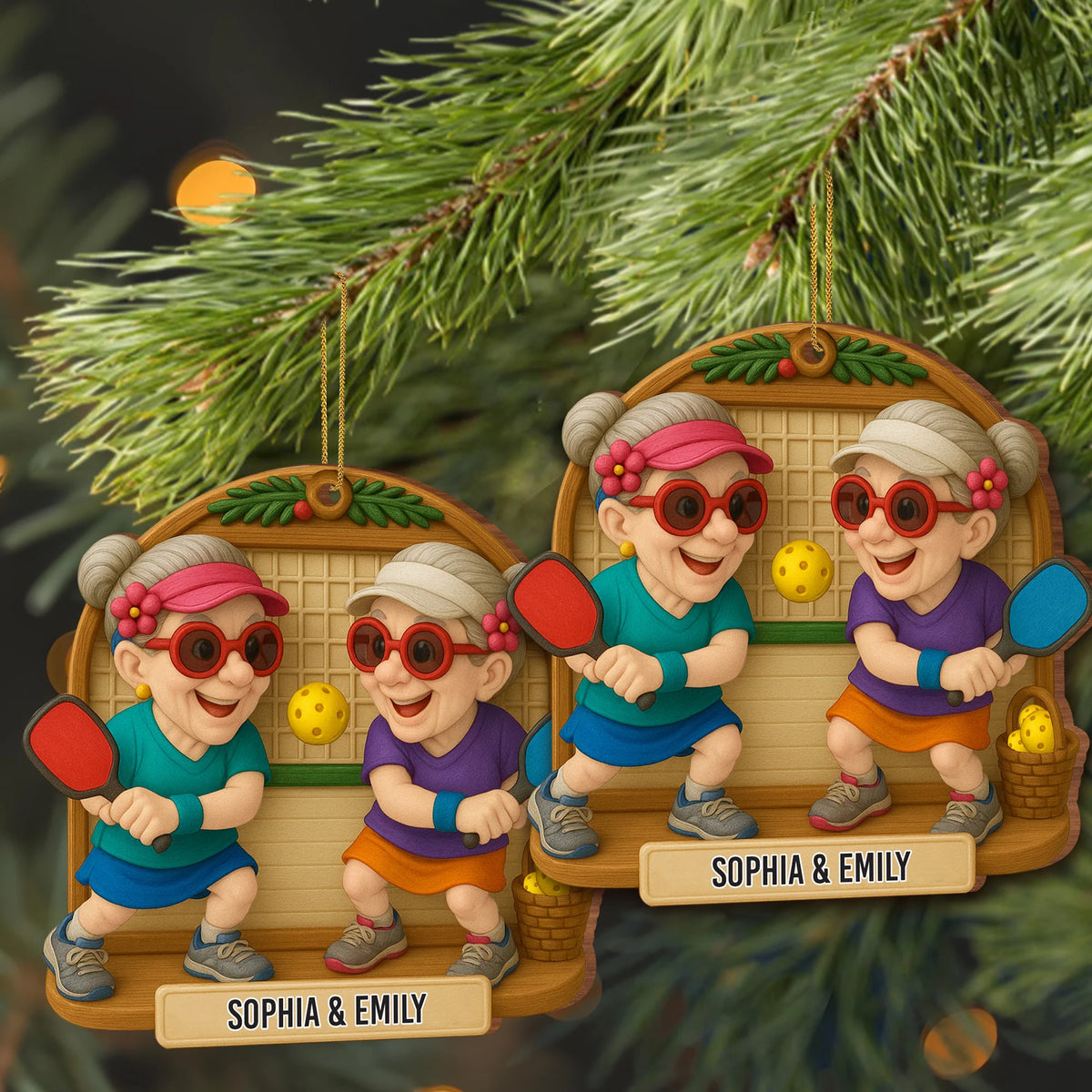 Joyful Pickleball Game Personalized Wood Ornament - Holiday Keepsake for Best Friends