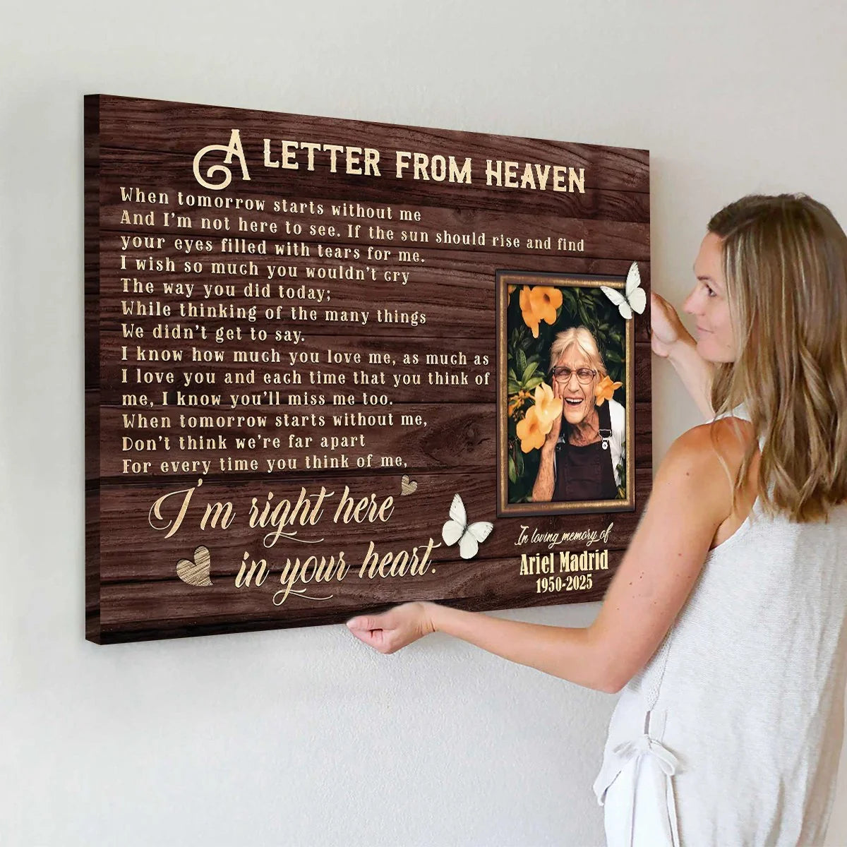 "A Letter From Heaven" Personalized Memorial Canvas / Poster - Sympathy Gift for Loss of Loved One