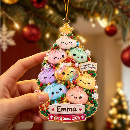 Can You Spot The Mystery Dumpling? Personalized Dumpling Christmas Ornament - Custom Name Keepsake for Dumpling Lovers