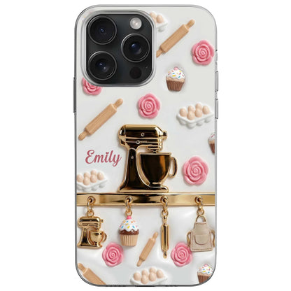 Baking Love With Kitchen Mixer And Cupcakes Design