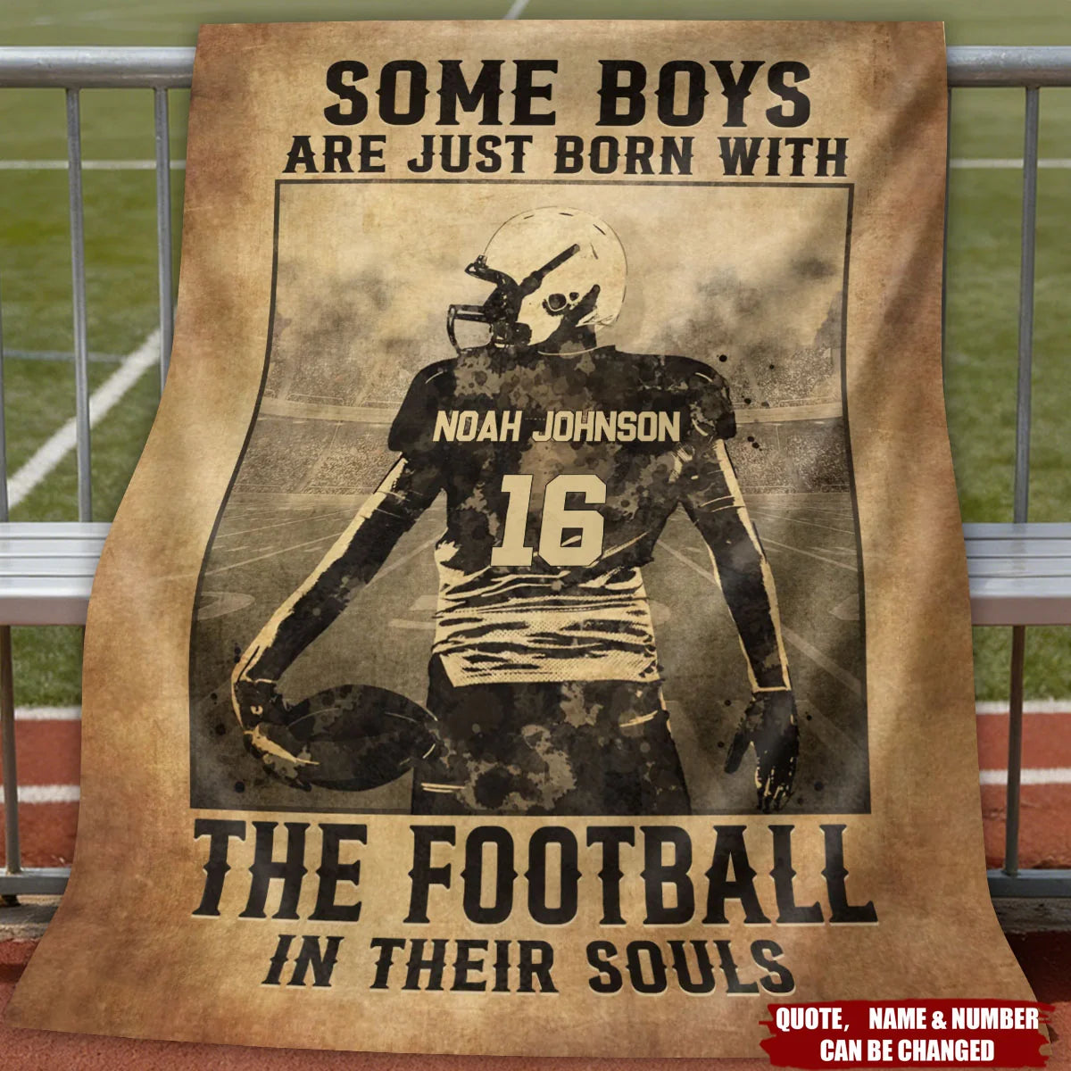 Some Girls Are Just Born With The Football In Their Souls - Personalized Custom Name Number Blanket