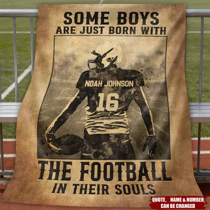 Some Girls Are Just Born With The Football In Their Souls - Personalized Custom Name Number Blanket