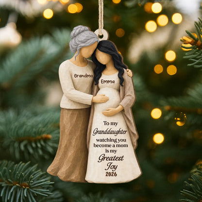 "Watching You Become A Mom" Personalized Wooden Ornament - Christmas Gift for Daughter