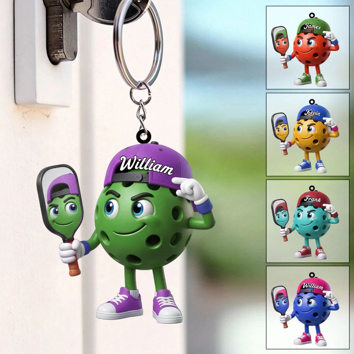 Self-Admiring Mascot Personalized Pickleball Keychain - Custom Name Gift for Players