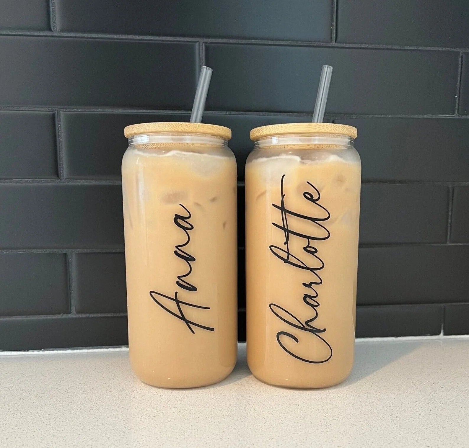 Custom Name Iced Coffee Cup - Personalized Glass Can Gift for Bridesmaid