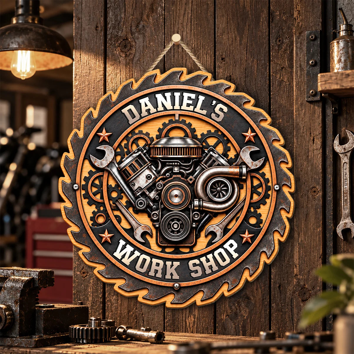 Custom Workshop Wood Sign - Personalized Garage Wall Decor Gift for Mechanic