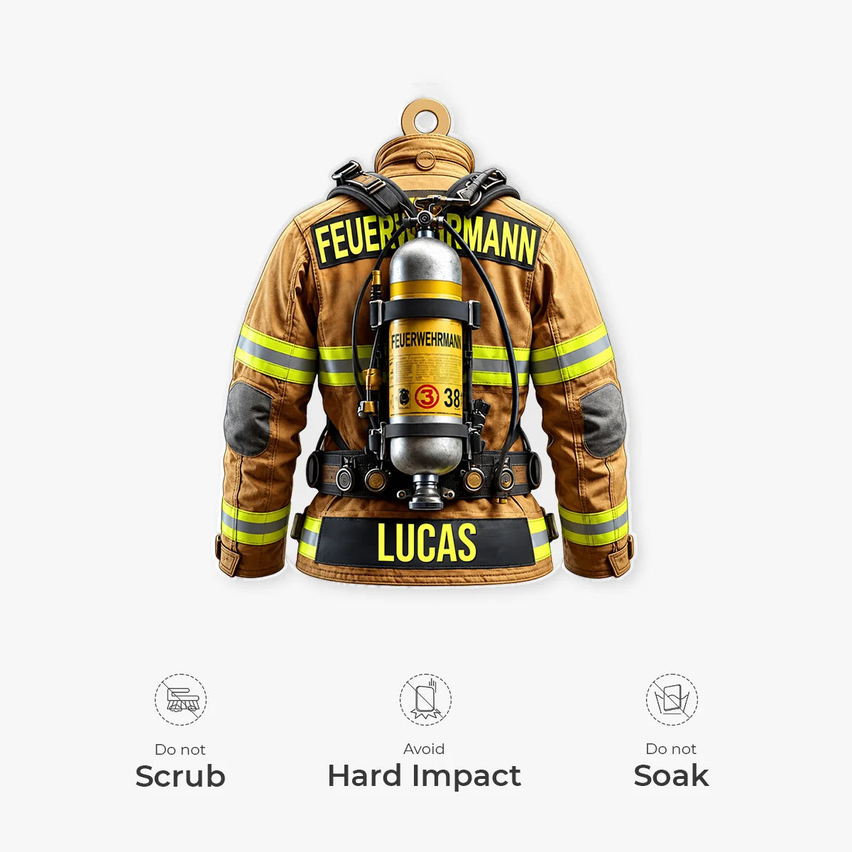 Personalized Firefighter Jacket Acrylic Ornament - Custom Turnout Gear Keepsake for Brave Heroes & Firefighters