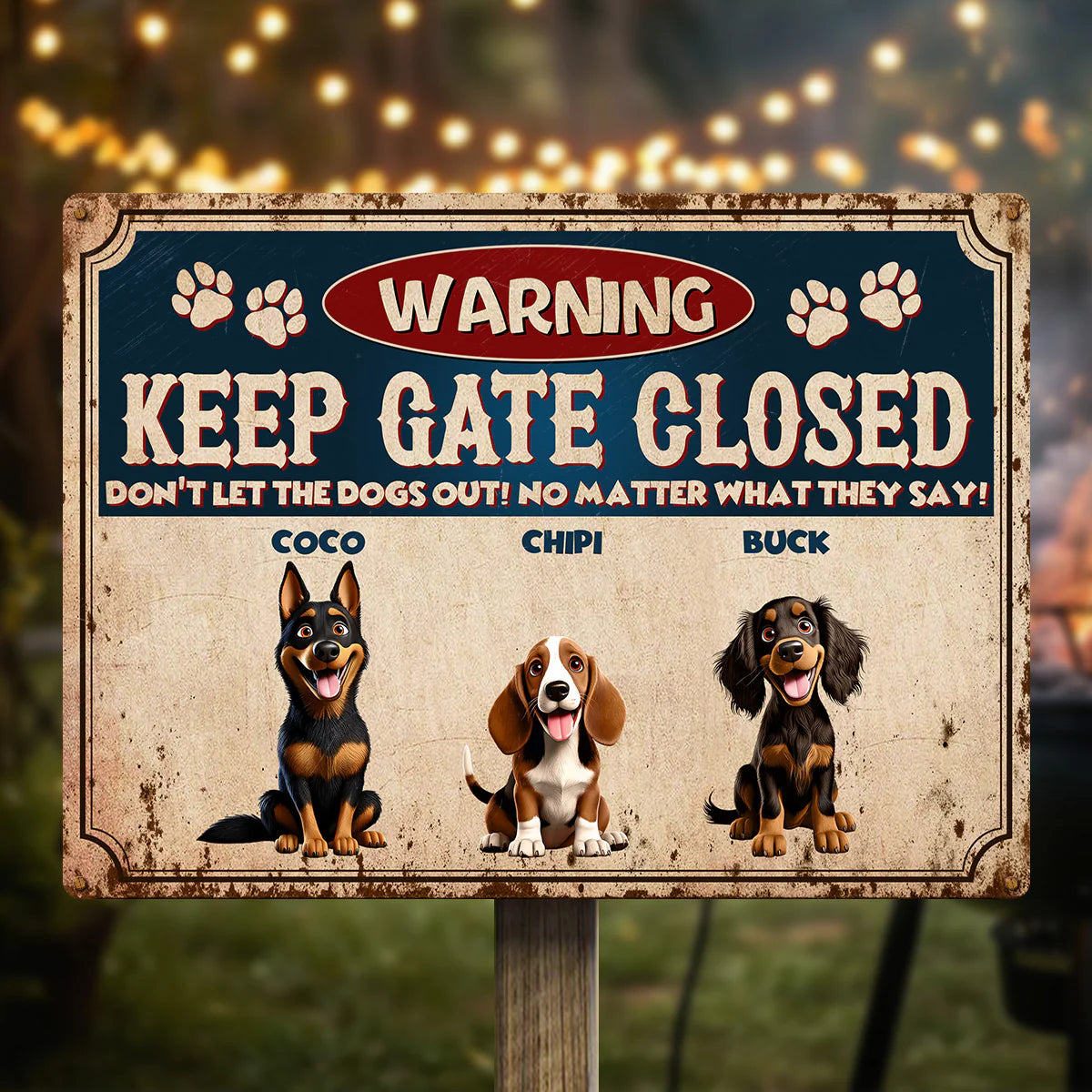 Custom Keep Gate Closed Dog Sign for Dog Lovers with personalized design details for meaningful gifting