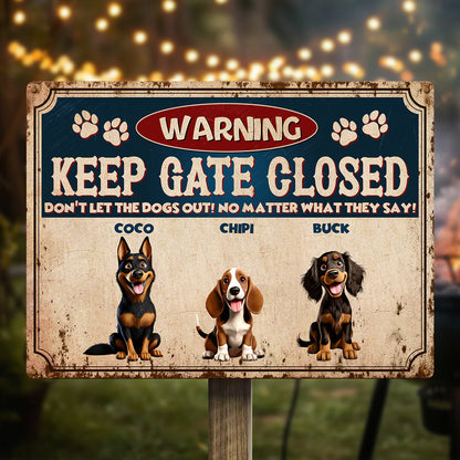 Custom Keep Gate Closed Dog Sign for Dog Lovers with personalized design details for meaningful gifting