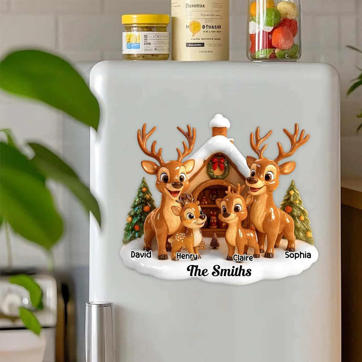 Personalized Christmas Reindeer Family Decal - Custom Holiday Sticker for Grandparents and Parents