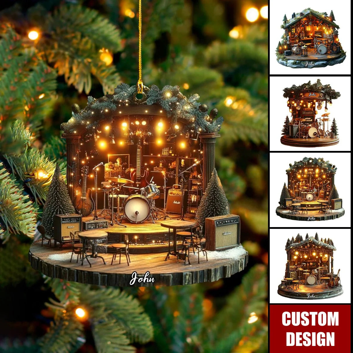 Personalized Musician Christmas Ornament - Custom Band Cabin Acrylic Gift for Music Lovers