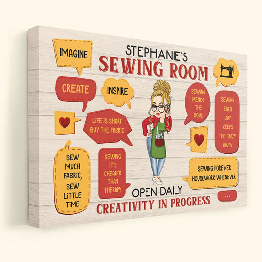 Personalized Sewing Room Canvas personalization view for Mom