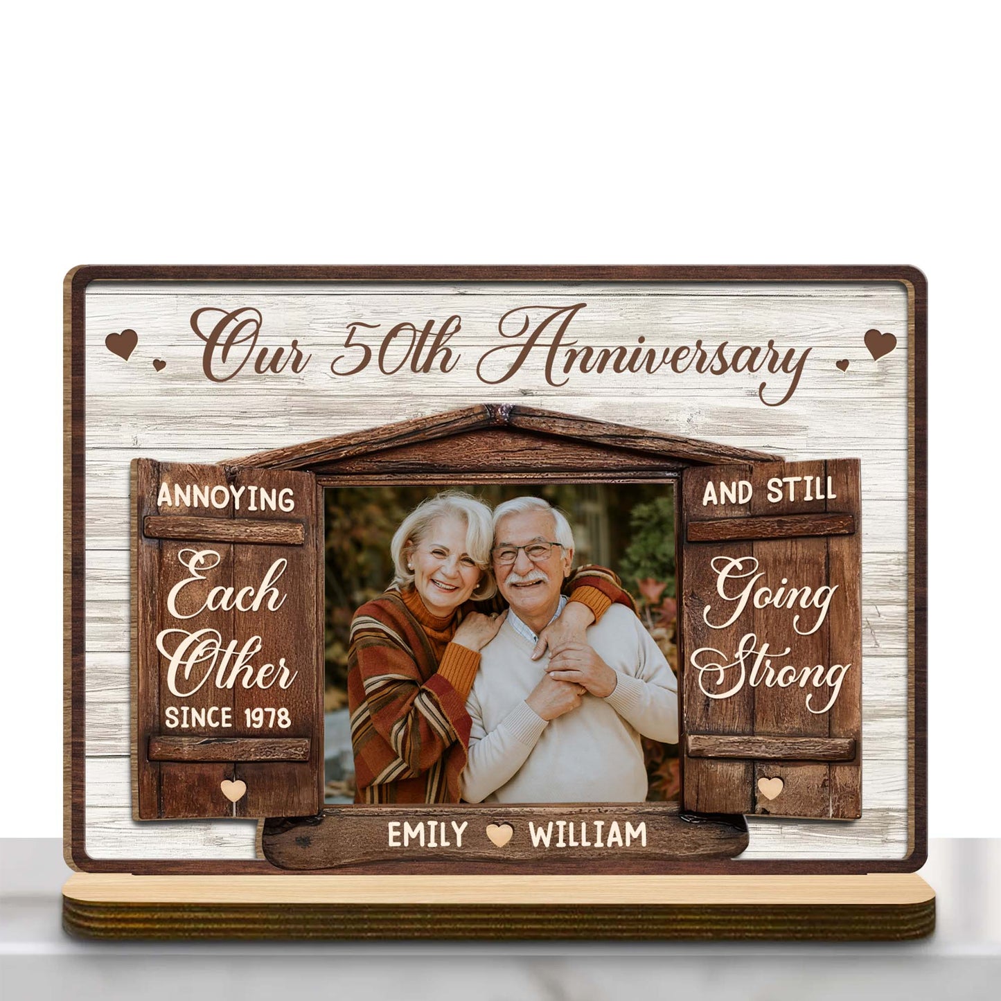 Personalized Anniversary Wood Photo Plaque for Couples with personalized design details for meaningful gifting image 7