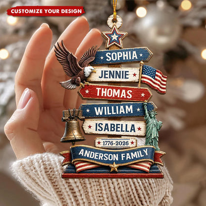 Standing Tall in Freedom Personalized Wooden Ornament - Custom Christmas Holiday Gift for Family