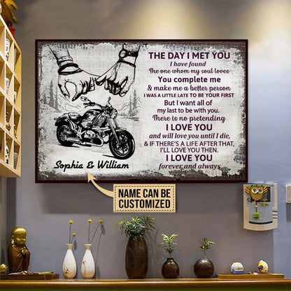 "The Day I Met You" Personalized Motorcycle Couple Canvas / Poster - Custom Anniversary Gift for Him or Her