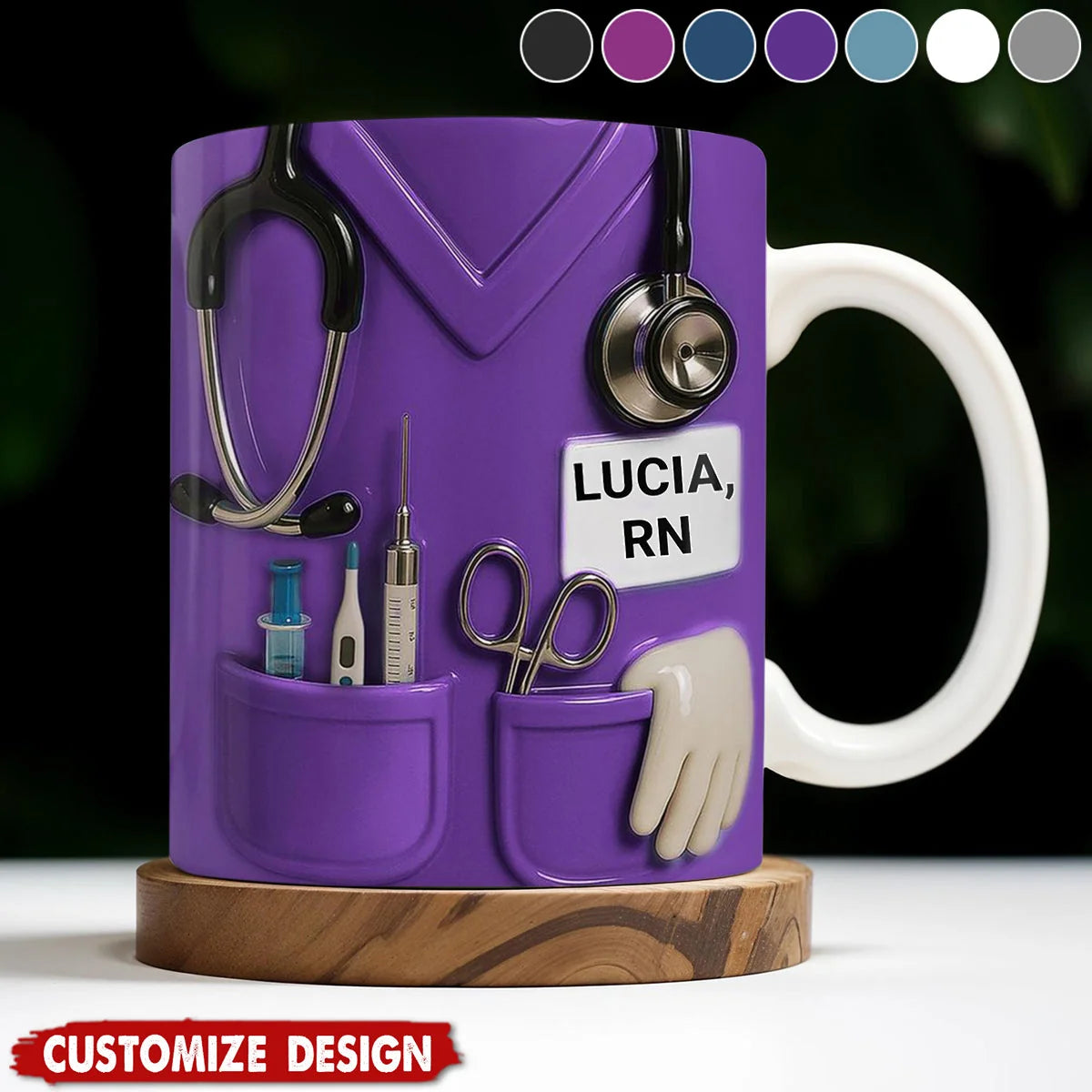 Custom Nurse Scrubs Coffee Mug - Personalized Stethoscope RN Gift for Healthcare Workers