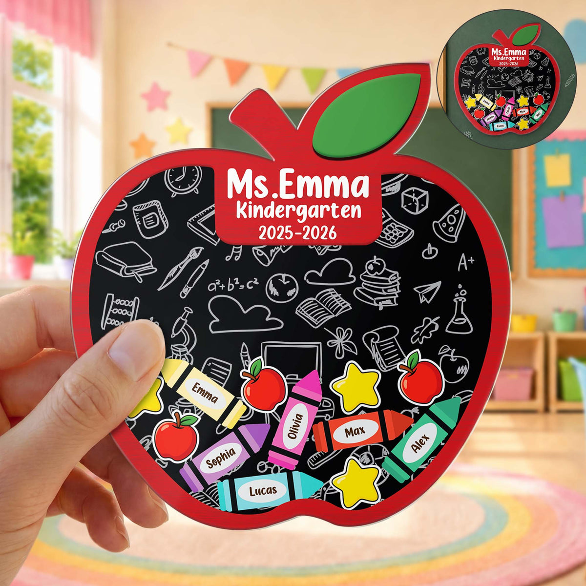 Personalized Teacher Apple Acrylic Magnet - Custom Classroom Keepsake Gift for Teacher