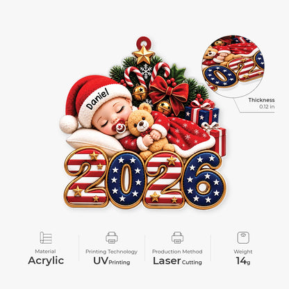 Sleeping Baby Personalized Acrylic Ornament - Custom Christmas Keepsake for Newborn