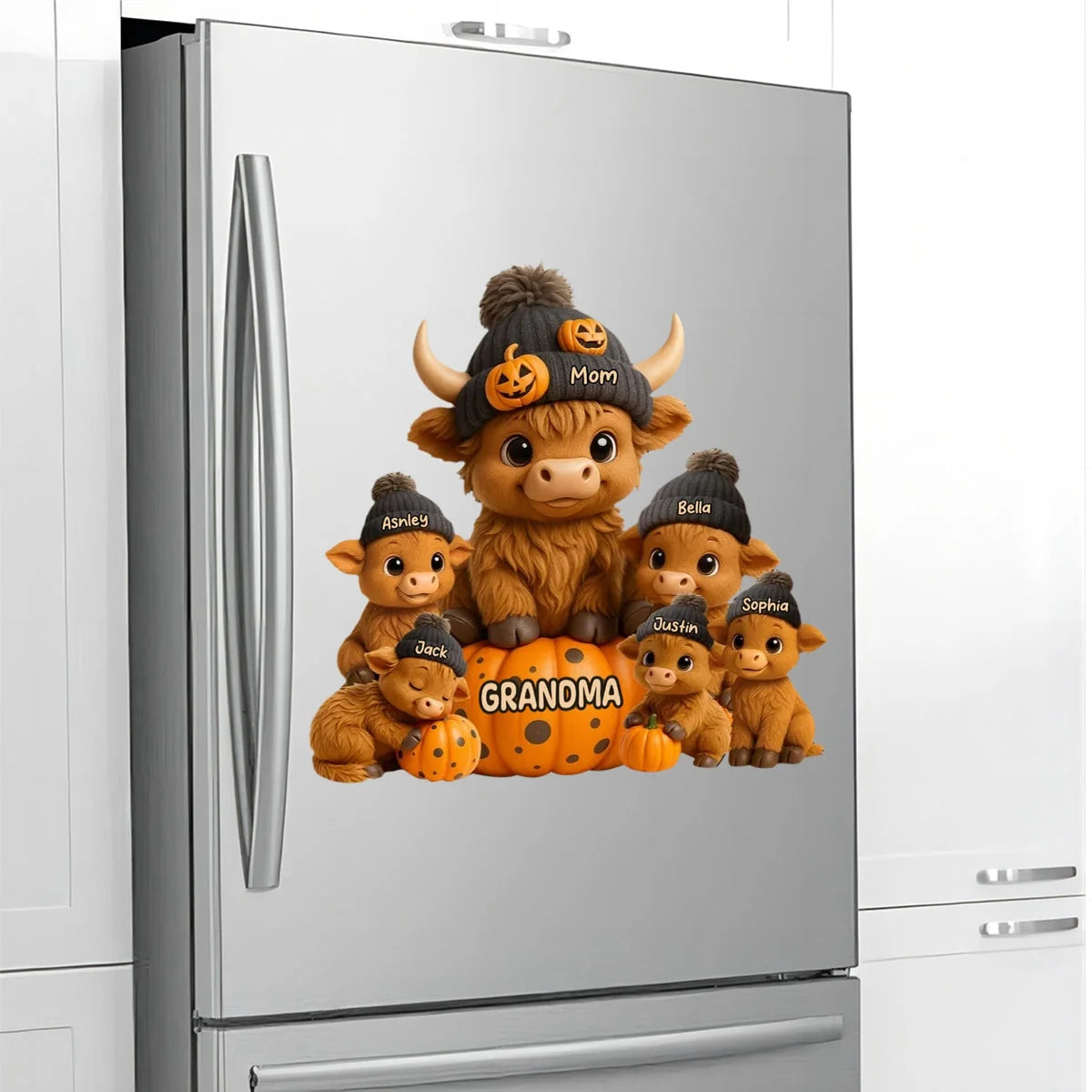 Mama Cow Personalized Decal - Custom Halloween Highland Cow Sticker for Grandma Mom Gift