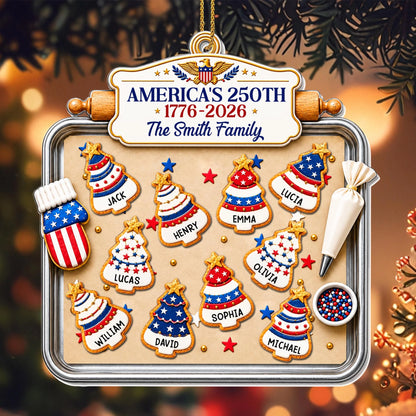 America's 250th Christmas Tree Cookies Personalized Acrylic Ornament - Holiday Keepsake for Family