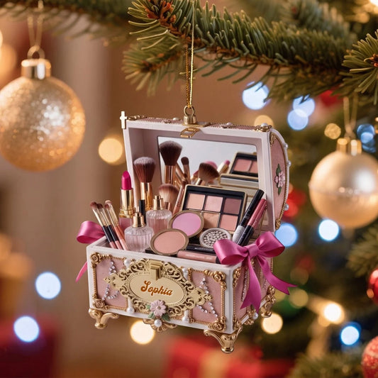 Personalized Makeup Lover Acrylic Ornament - Custom Beauty Bag Gift Idea