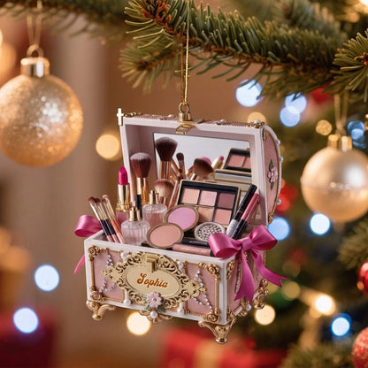 Personalized Makeup Lover Acrylic Ornament - Custom Beauty Bag Gift Idea