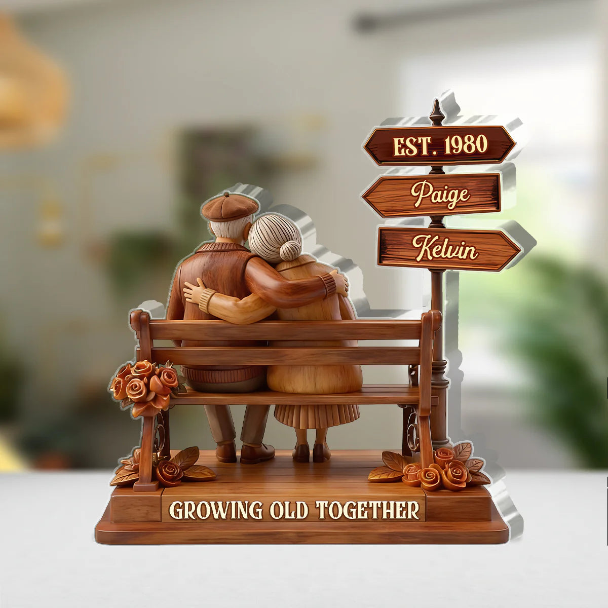 Plaque material and size view - Personalized Growing Old Together Acrylic Plaque