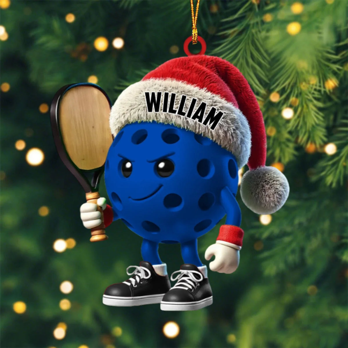 Custom Name Pickleball Santa Acrylic Ornament - Personalized Christmas Tree Gift for Pickleball Players