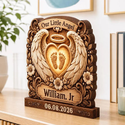 Our Little Angel Personalized Baby Memorial Wooden Block - Custom Name Gift for Parents