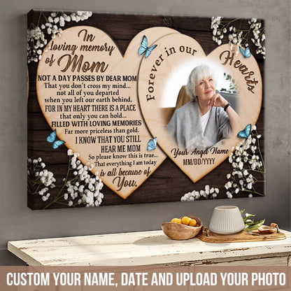"In Loving Memory of Mom" Personalized Canvas / Poster - Custom Memorial Photo Wall Art Gift