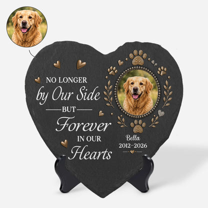 No Longer by My Side Forever in My Heart - Personalized Pet Memorial Stone Plaque for Dog Cat Lovers