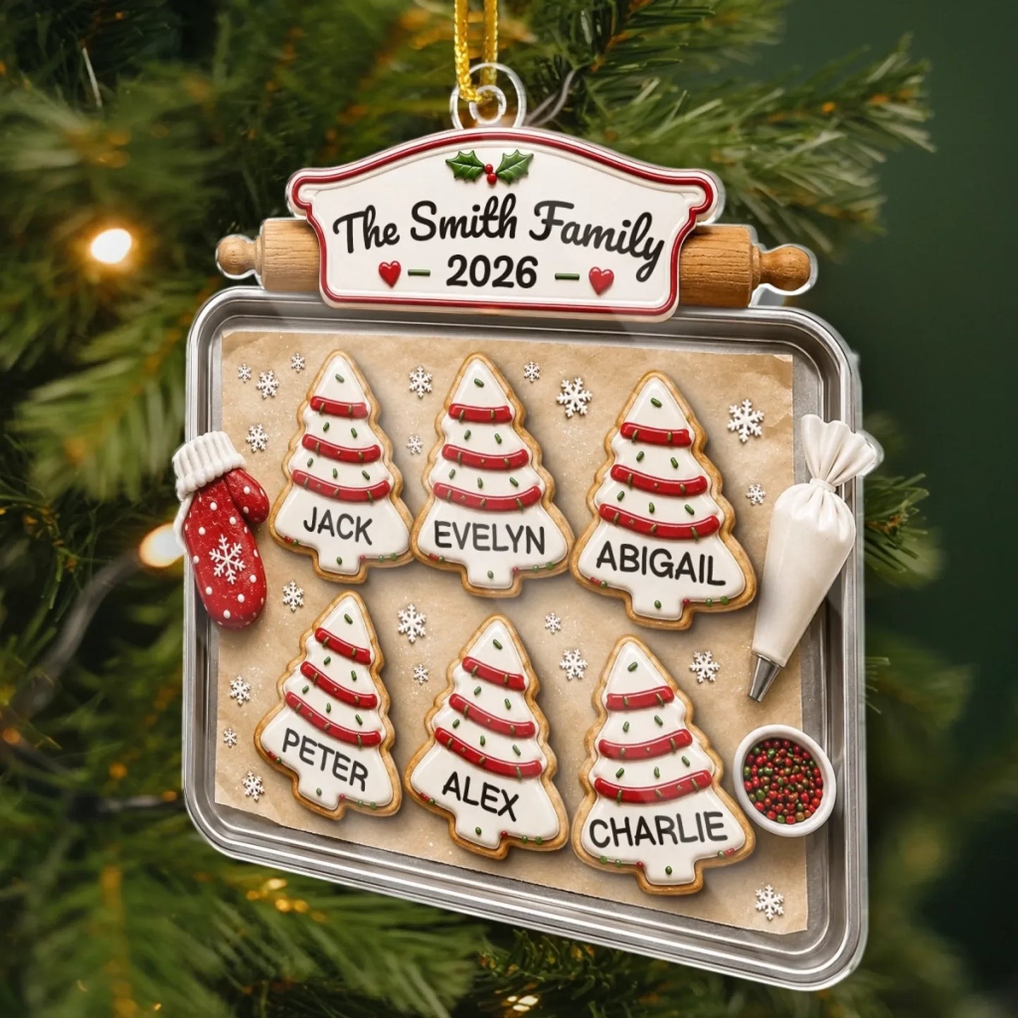 Personalized Christmas Cookies Baking Sheet Acrylic Ornament - Custom Family Holiday Keepsake Gift
