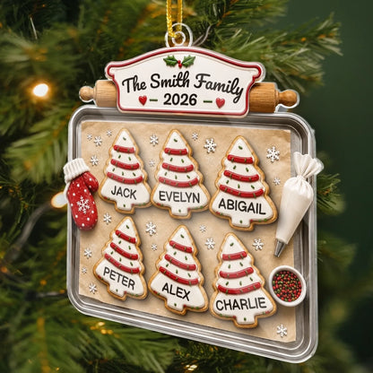 Personalized Christmas Cookies Baking Sheet Acrylic Ornament - Custom Family Holiday Keepsake Gift