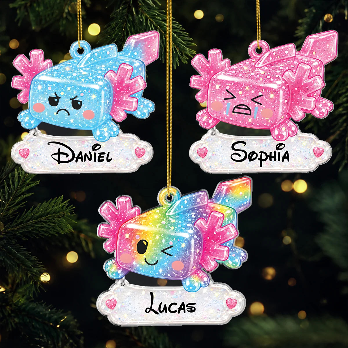 Vibrant Festive Joy Personalized Kids Acrylic Ornament - Custom Christmas Keepsake for Children
