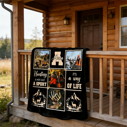 Personalized deer hunting blanket with custom photo collage print - unique hunting gift for dad or husband image 6