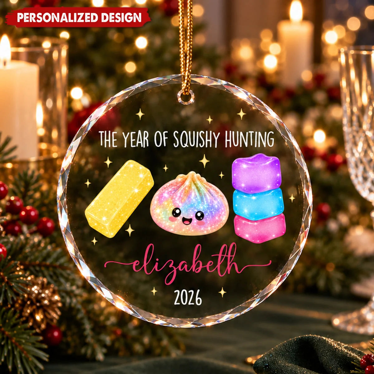 The Year of Squishy Hunting Personalized Glass Ornament - Holiday Keepsake Gift for Kids