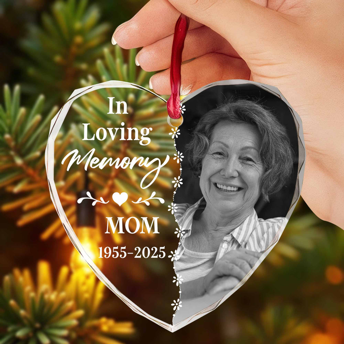 In Loving Memory Mom Heart And Flowers