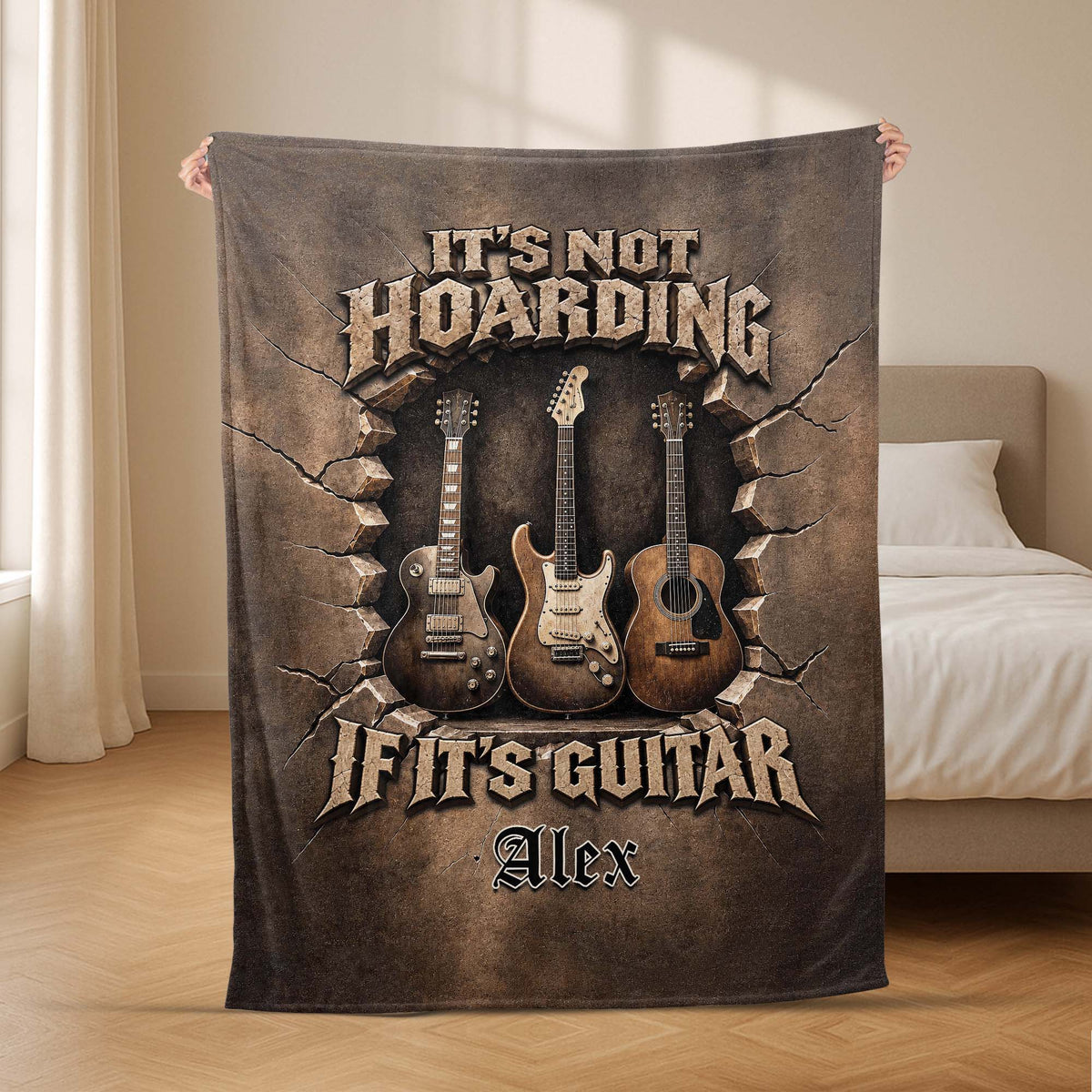 It's Not Hoarding If It's Guitar - Personalized Blanket for Guitarist Music Lovers