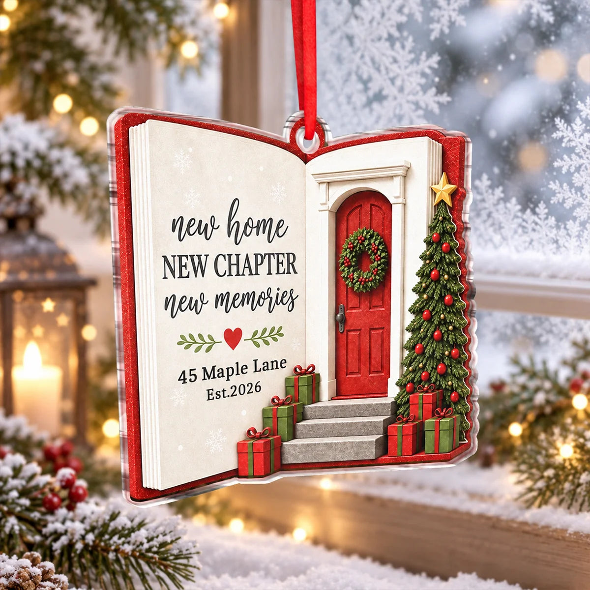 New Home New Chapter Christmas - Personalized Acrylic Ornament for New Homeowners